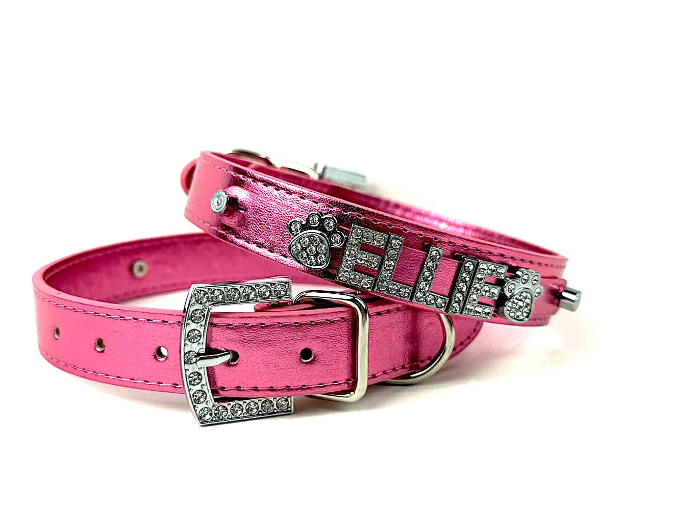 Personalized Collar | Metallic Rose with silver